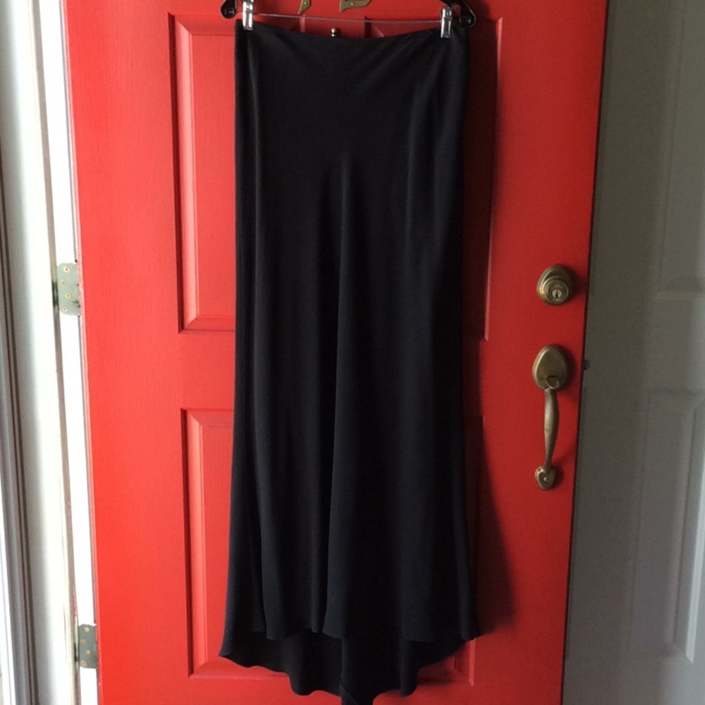 Size 8 Tall NWOT black maxi skirt. Luxurious quality. Casual or formal.